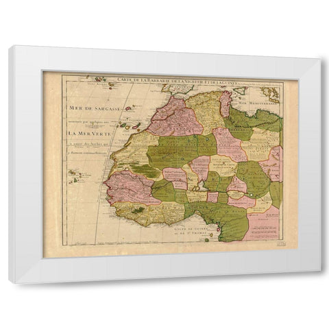 Map of Barbary and Black Africa and Guinee White Modern Wood Framed Art Print by Vintage Maps