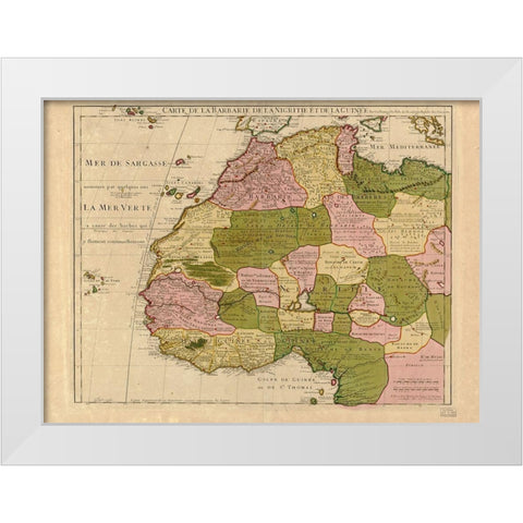 Map of Barbary and Black Africa and Guinee White Modern Wood Framed Art Print by Vintage Maps