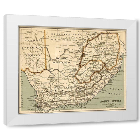 South Africa 1899 White Modern Wood Framed Art Print by Vintage Maps