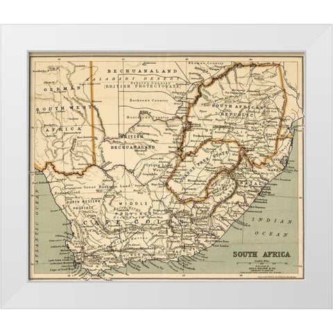 South Africa 1899 White Modern Wood Framed Art Print by Vintage Maps