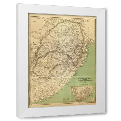 Seat of War in Africa 1899 White Modern Wood Framed Art Print by Vintage Maps