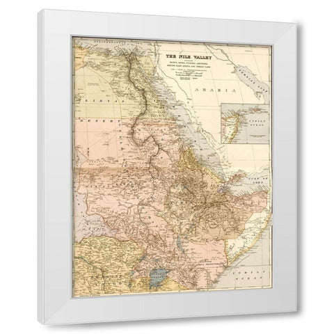 Nile River Valley 1910 White Modern Wood Framed Art Print by Vintage Maps