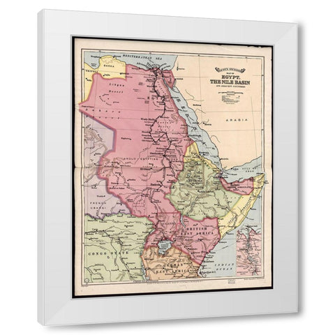 Nile Basin 1916 White Modern Wood Framed Art Print by Vintage Maps