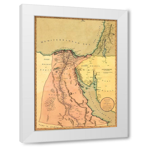 Egypt with part of Arabia and Palestine White Modern Wood Framed Art Print by Vintage Maps