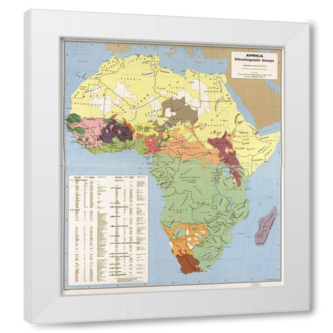 Ethnolinguisitic Map of Africa White Modern Wood Framed Art Print by Vintage Maps