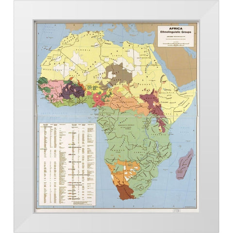 Ethnolinguisitic Map of Africa White Modern Wood Framed Art Print by Vintage Maps