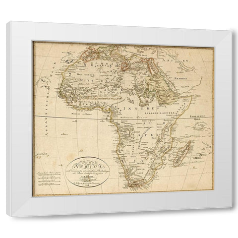 Africa 1804 White Modern Wood Framed Art Print by Vintage Maps