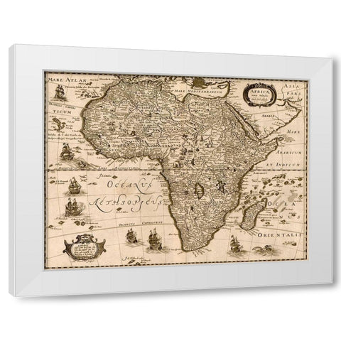 Africa 1640 White Modern Wood Framed Art Print by Vintage Maps