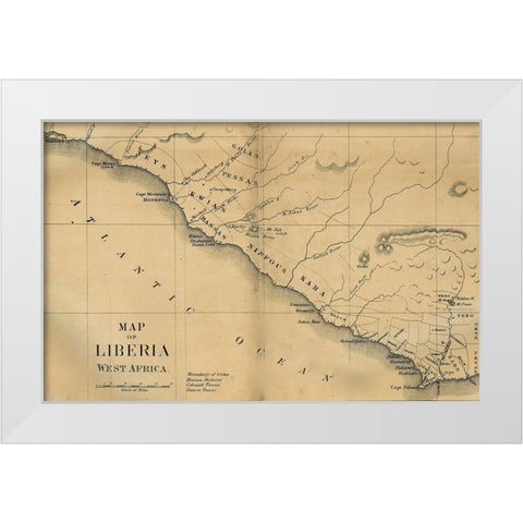 American Colinization Map of Liberia White Modern Wood Framed Art Print by Vintage Maps