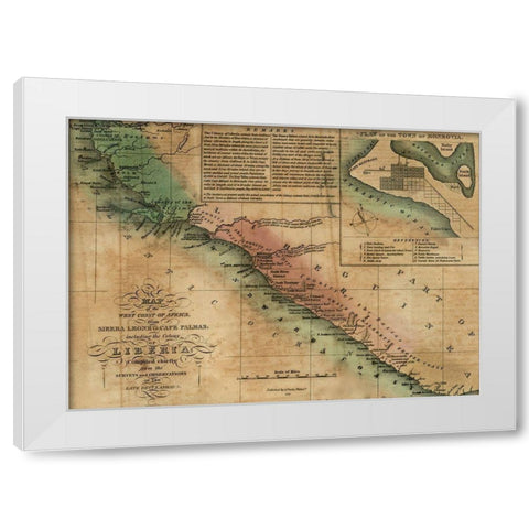 Sierra Leone and Liberia White Modern Wood Framed Art Print by Vintage Maps
