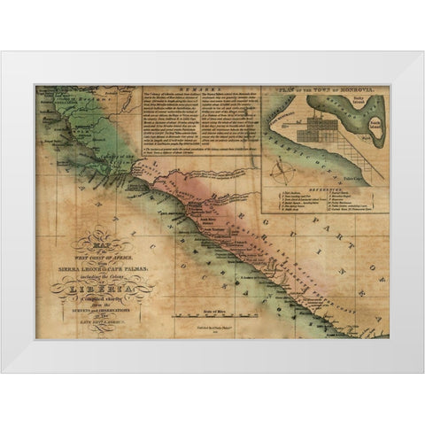 Sierra Leone and Liberia White Modern Wood Framed Art Print by Vintage Maps