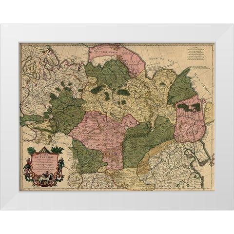 Siberia Russia 1706 White Modern Wood Framed Art Print by Vintage Maps