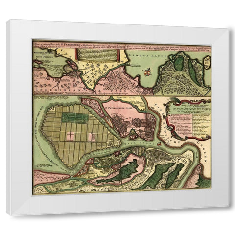 St Petersburg Russia 1703 White Modern Wood Framed Art Print by Vintage Maps