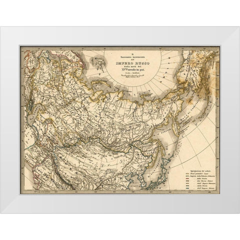 Imperial Russia 1876 White Modern Wood Framed Art Print by Vintage Maps