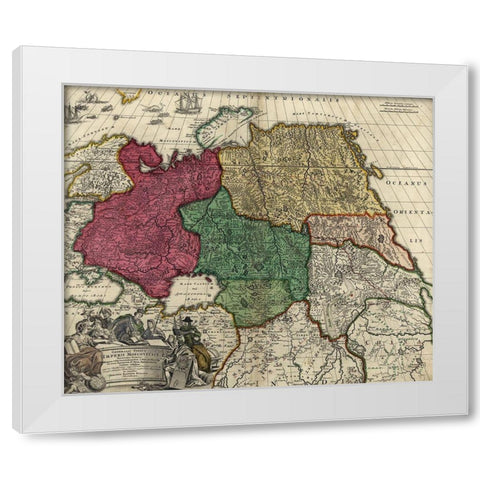 Moscovy Imperial Russia White Modern Wood Framed Art Print by Vintage Maps