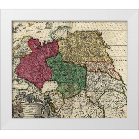 Moscovy Imperial Russia White Modern Wood Framed Art Print by Vintage Maps