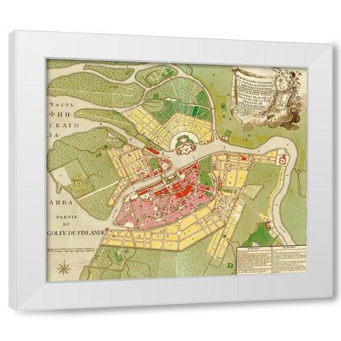 St Petersburg Russia 1776 White Modern Wood Framed Art Print by Vintage Maps