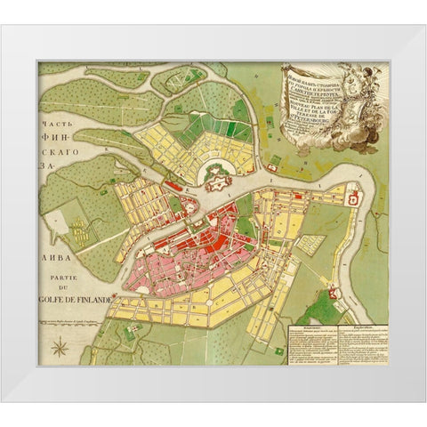 St Petersburg Russia 1776 White Modern Wood Framed Art Print by Vintage Maps