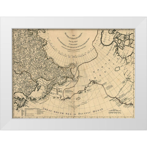 Russian Discoveies 1775 White Modern Wood Framed Art Print by Vintage Maps