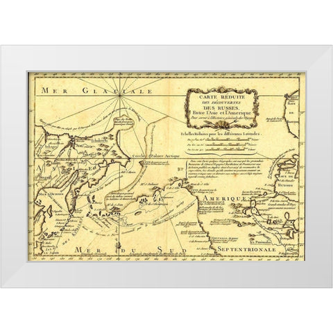 Russia enters the Americas White Modern Wood Framed Art Print by Vintage Maps