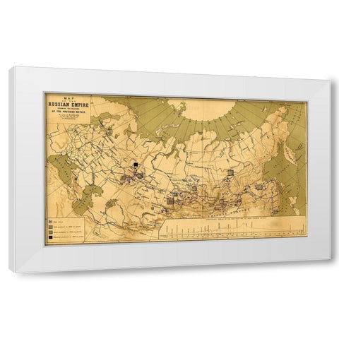 Precious Metals in Imperial Russia 1890 White Modern Wood Framed Art Print by Vintage Maps