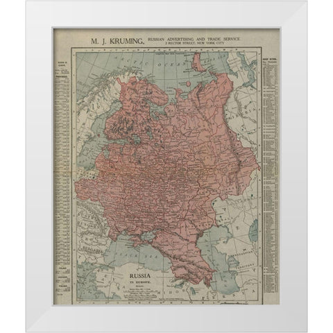 Russian Empire 1913 White Modern Wood Framed Art Print by Vintage Maps