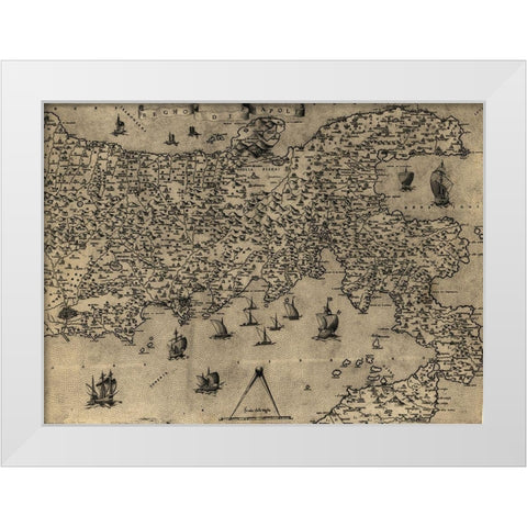 Naples 1568 White Modern Wood Framed Art Print by Vintage Maps