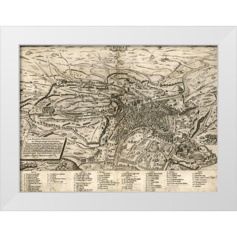 Rome 1568 White Modern Wood Framed Art Print by Vintage Maps