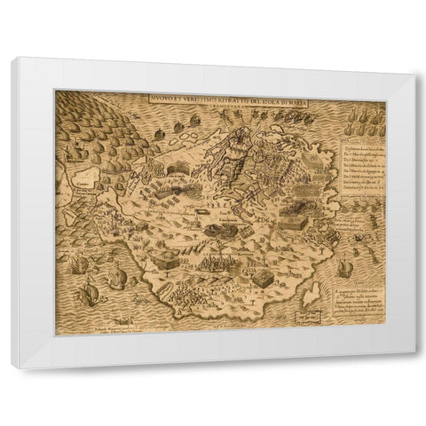 Island of Malta 1568 White Modern Wood Framed Art Print by Vintage Maps
