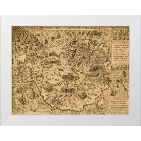 Island of Malta 1568 White Modern Wood Framed Art Print by Vintage Maps
