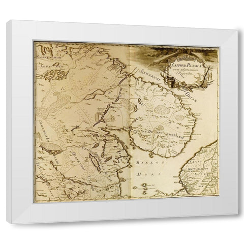 Russian Lappland 1745 White Modern Wood Framed Art Print by Vintage Maps