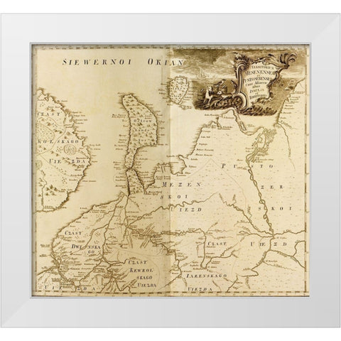 European Russia 1745 White Modern Wood Framed Art Print by Vintage Maps