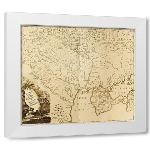 Russian Tartary 1745 White Modern Wood Framed Art Print by Vintage Maps