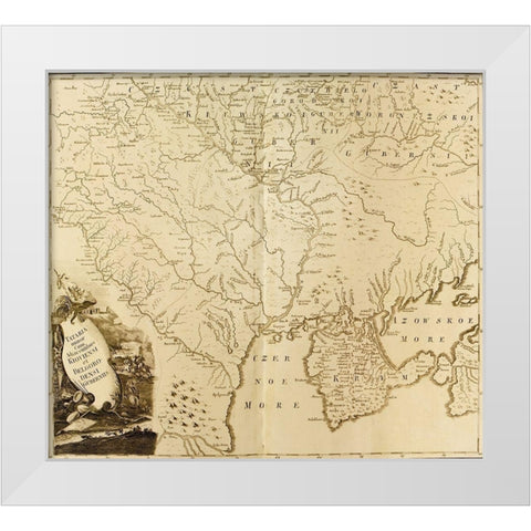 Russian Tartary 1745 White Modern Wood Framed Art Print by Vintage Maps