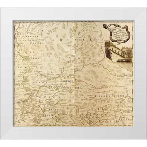Russia 1745 White Modern Wood Framed Art Print by Vintage Maps