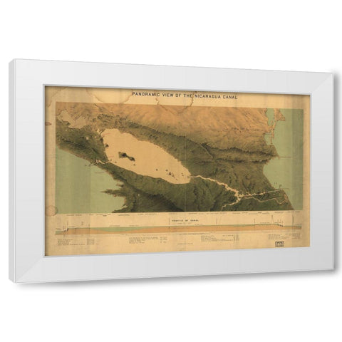 Nicaragua Isthmus Canal 1870 White Modern Wood Framed Art Print by Vintage Maps