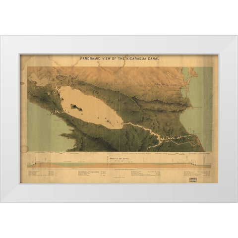 Nicaragua Isthmus Canal 1870 White Modern Wood Framed Art Print by Vintage Maps