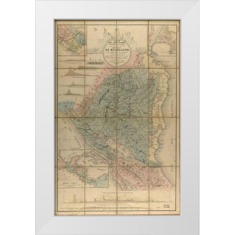 Nicaragua Isthmus Canal 1855 White Modern Wood Framed Art Print by Vintage Maps