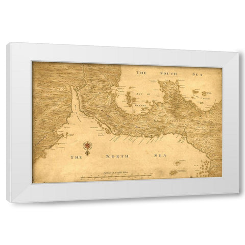 Isthmus of Panama from Cartagena to Nicaragua showing both coasts 1750 White Modern Wood Framed Art Print by Vintage Maps