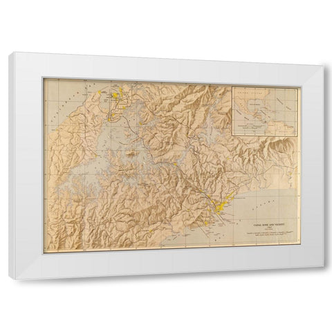 Panama Canal Zone 1947 White Modern Wood Framed Art Print by Vintage Maps