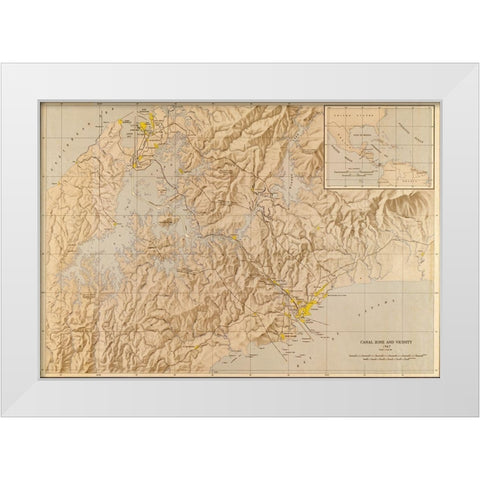 Panama Canal Zone 1947 White Modern Wood Framed Art Print by Vintage Maps