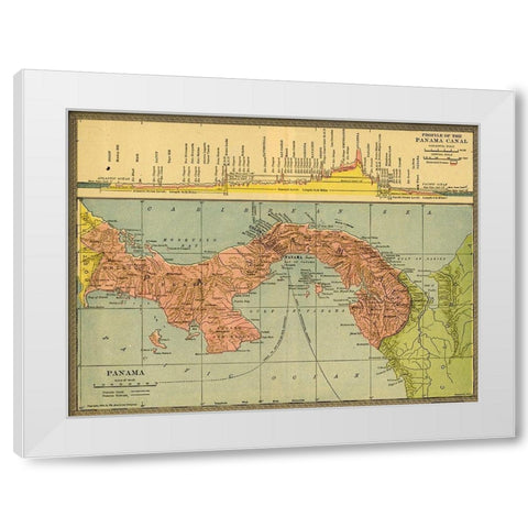 Panama Canal Zone 1904 White Modern Wood Framed Art Print by Vintage Maps