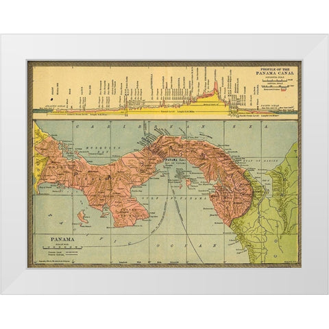 Panama Canal Zone 1904 White Modern Wood Framed Art Print by Vintage Maps