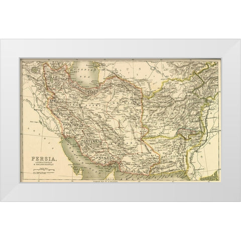 Persia Afghanistan and Baluchistan 1901 White Modern Wood Framed Art Print by Vintage Maps