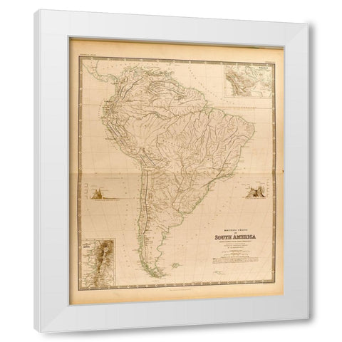 Mountain Systems of South America White Modern Wood Framed Art Print by Vintage Maps