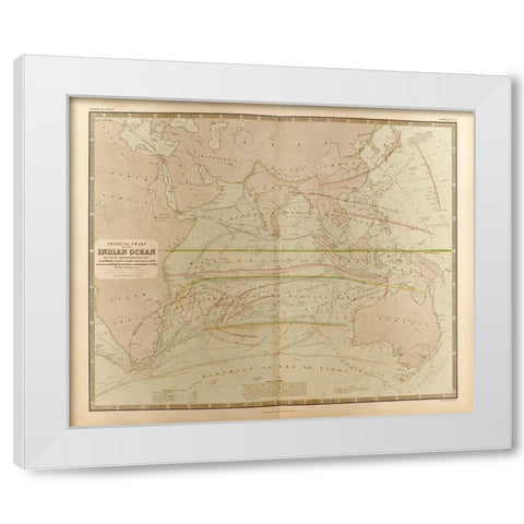 Currents in the Indian Ocean White Modern Wood Framed Art Print by Vintage Maps