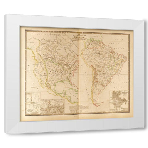River Systems in the Americas White Modern Wood Framed Art Print by Vintage Maps
