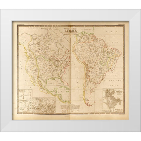 River Systems in the Americas White Modern Wood Framed Art Print by Vintage Maps