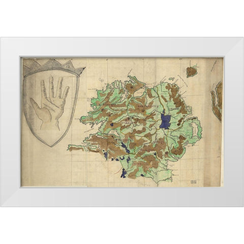 Ulster Ireland 1885 White Modern Wood Framed Art Print by Vintage Maps