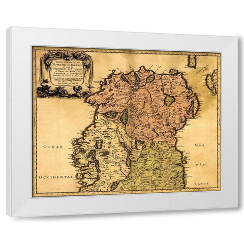 Ireland 1665 White Modern Wood Framed Art Print by Vintage Maps